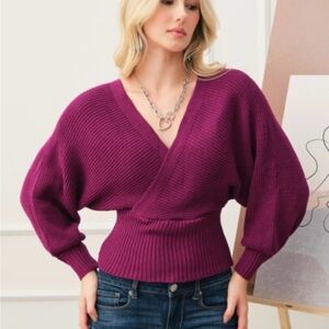 Fashion Nova elegant wine-colored women's sweater, size XS, made of viscose
